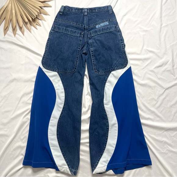JNCO Girlie Stuff Fury Wide Leg Flare Vintage 90s Y2K Sweatpants Panel Jeans 5 - Picture 7 of 9